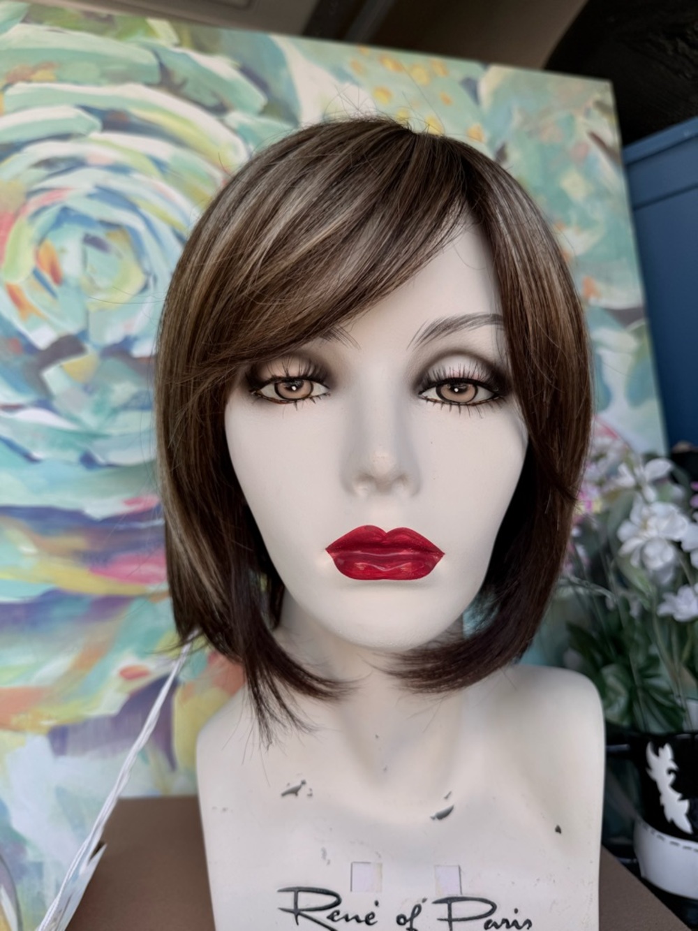 Natural-Look Short Bob Wig in Chocolate Frost - Unlabeled Brand - Picture 6 of 6